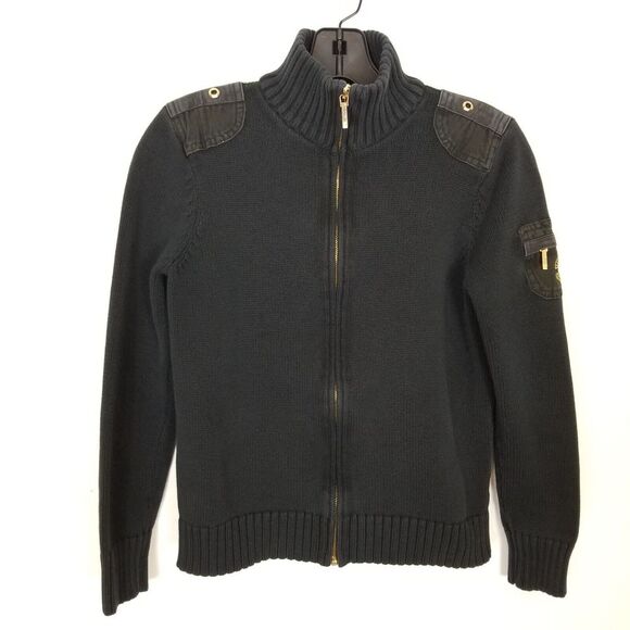 Lauren Sweaters - Lauren Ralph Lauren Women Full Zip Sweater Jacket Sz S Black Cotton Logo